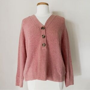 Madewell Lyle Henley Sweater, PINK, sz M